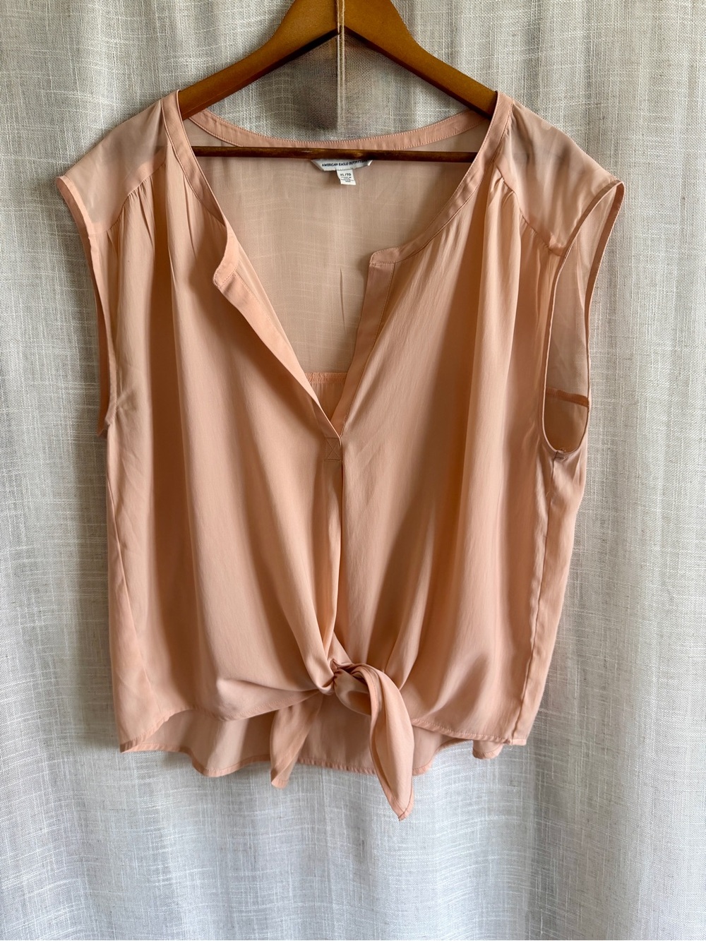 Peach Tie-Front blouse